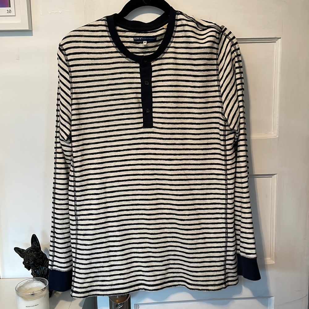 Levi’s Made And Crafted slim fit striped Henley Size: Medium